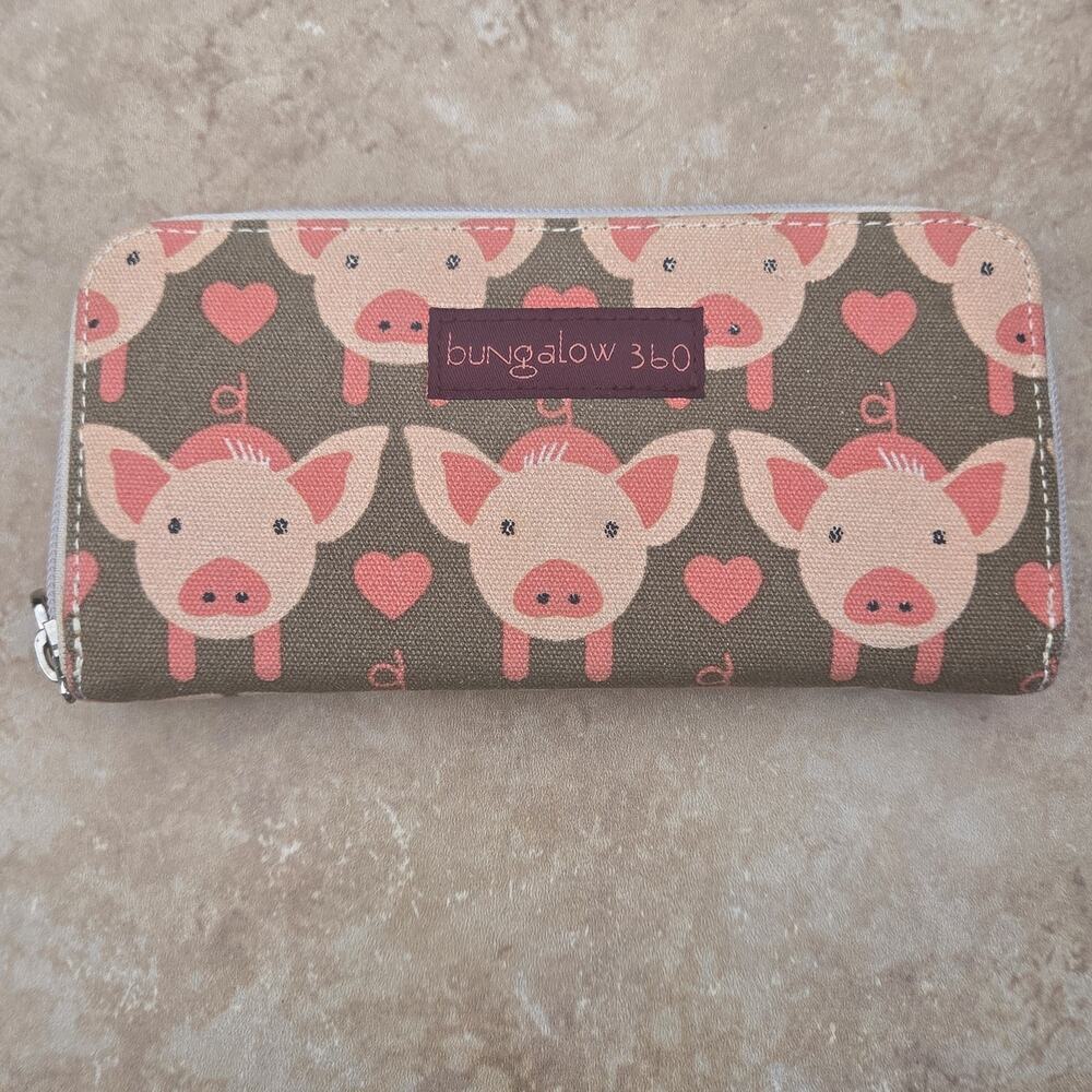 BUNGALO 360 Large Zip Around Pig Wallet